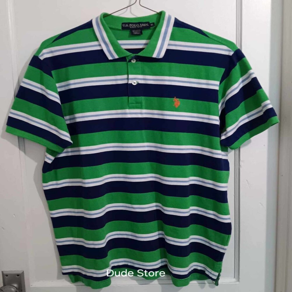 U. S. Polo Assoc. - Green & Blue Polo - Men's Size XL